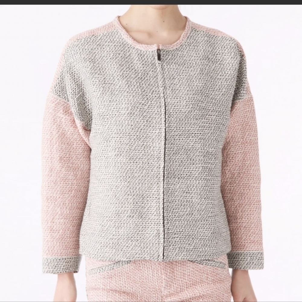 Derek Lam 10 Crosby Grey And Pink Colour Block Tweed Jacket Blazer sz 0